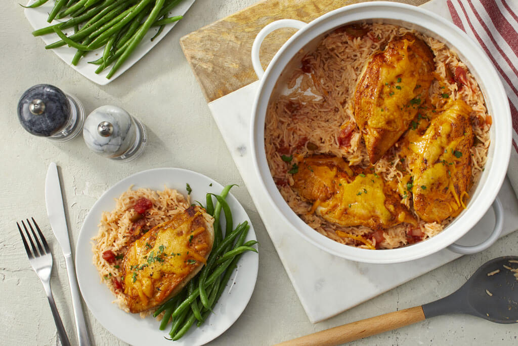 Poulet et riz au four, plat familial facile et rapide